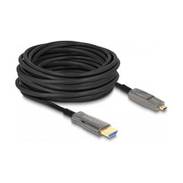 DeLOCK Cable Óptico Activo HDMI 8K 60Hz 48 Gbit/s 25 m - Incluye Adaptadores Micro HDMI a VGA y HDMI, Chapado en Oro