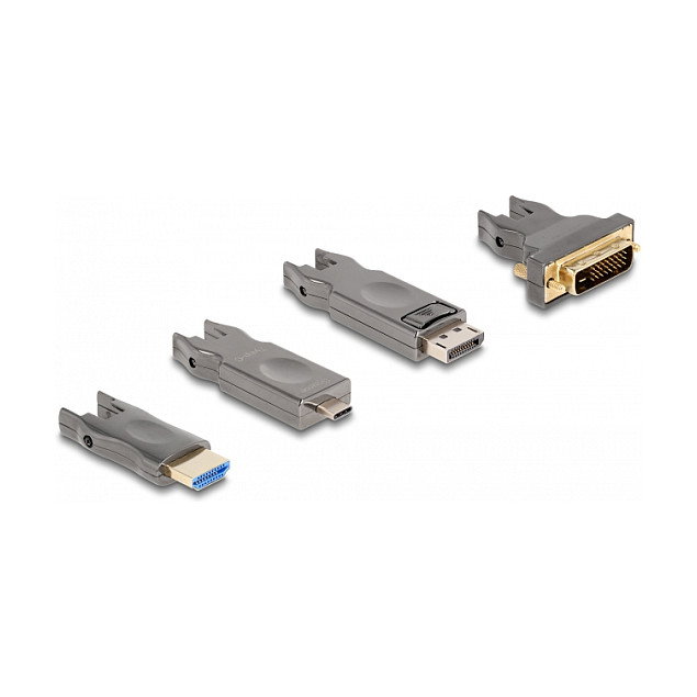 DeLOCK Cable Óptico Activo HDMI 8K 60Hz 48 Gbit/s 25 m - Incluye Adaptadores Micro HDMI a VGA y HDMI, Chapado en Oro