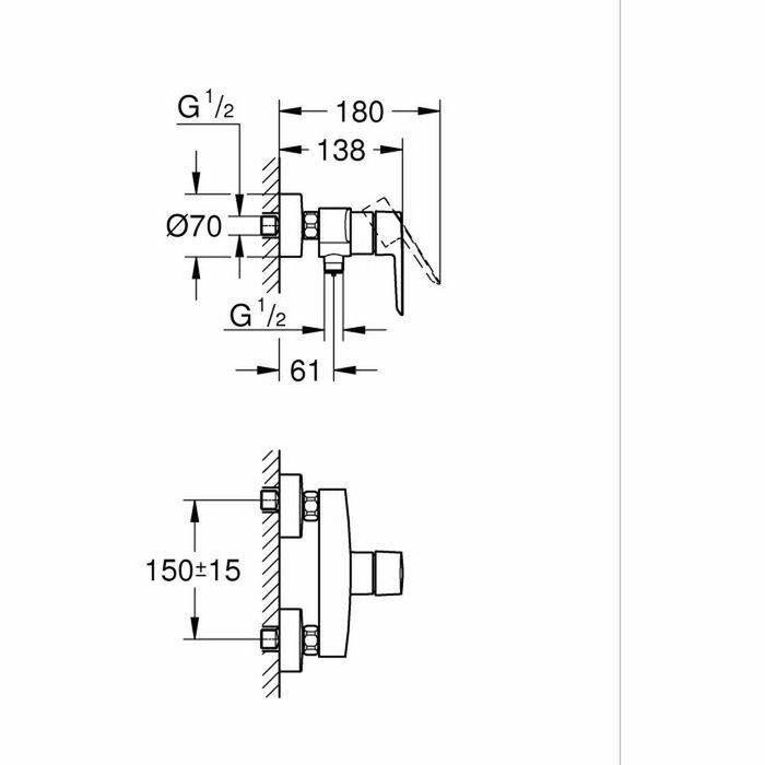 Grohe Mezclador monomando de ducha GROHE Start 322792432 Negro mate