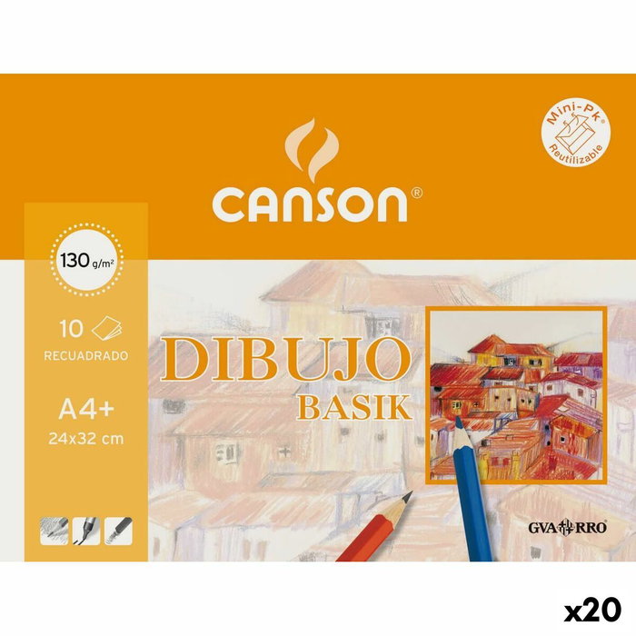 CANSON - GUARRO Minipacks Basik 20 láminas de dibujo A4+ 130g con recuadro