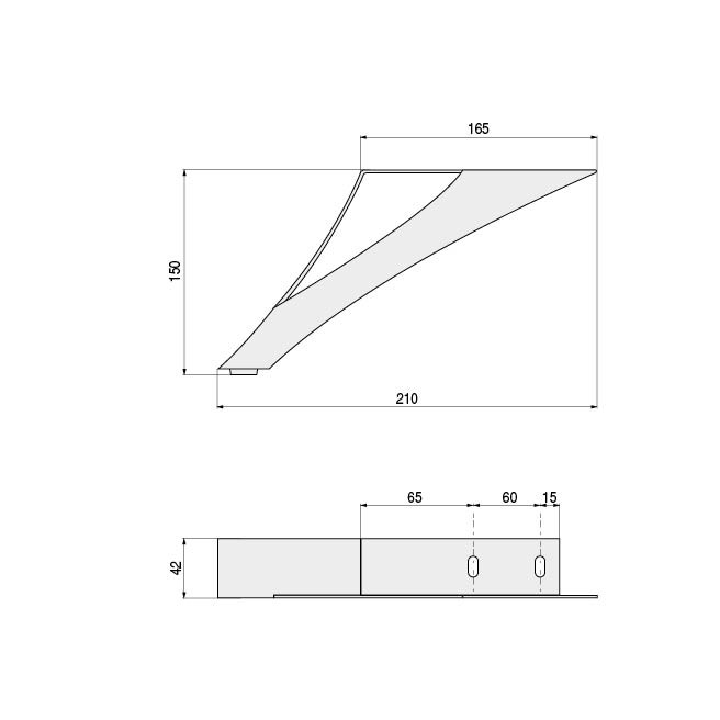 Q&Q Pata Metálica Keisa H150 Cromo Izquierda para Sofá o Mueble, 15 cm