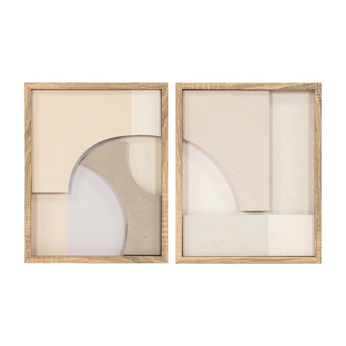 DKD Home Decor Set de 2 Cuadros Modernos 3D LED Beige, Blanco y Natural 40x50 cm