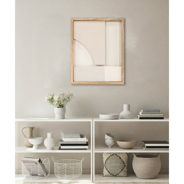DKD Home Decor Set de 2 Cuadros Modernos 3D LED Beige, Blanco y Natural 40x50 cm