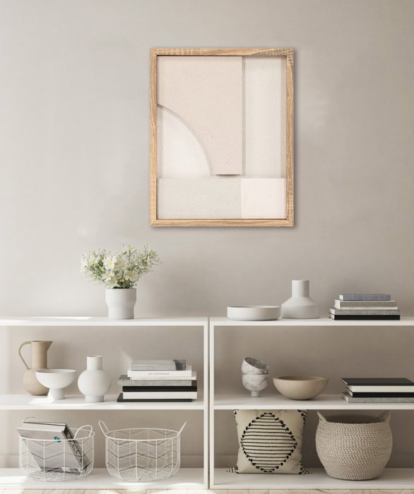 DKD Home Decor Set de 2 Cuadros Modernos 3D LED Beige, Blanco y Natural 40x50 cm
