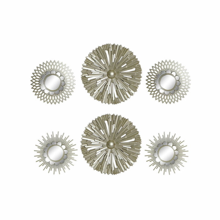 DKD Home Decor Set de 3 Espejos Decorativos Dorado