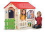 Chicos Casa Country Cottage con Hueco para Mascotas y Puerta Efecto Madera, para Niños de 3 a 5 Años, Dimensiones 84x103x104 cm