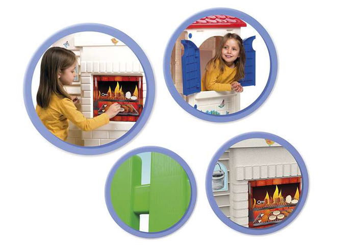 Chicos Casa Country Cottage con Hueco para Mascotas y Puerta Efecto Madera, para Niños de 3 a 5 Años, Dimensiones 84x103x104 cm