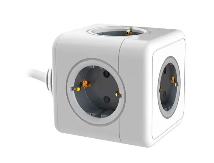 Q-Connect Regleta de Cubo Enchufe Multiple Power Cube 5 en 1, 5 Tomas de Corriente, Cable de 1.4 m, 75x75x112 mm, 250V 16A 3680W, Certificaciones CE y ROHS