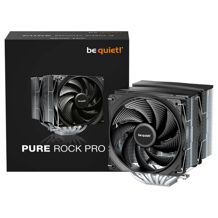 Be Quiet! Pure Rock Pro 3 Refrigerador de Aire para CPU, Plata, 2 Ventiladores de 120 mm, TDP 250W, Compatible Intel LGA 1150/1151/1155/1200/1700/1851 y AMD AM4/AM5