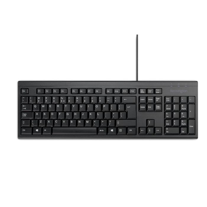 Kensington KB100 EQ Teclado Completo con Cable USB-A, Resistente a Derrames, Diseño Sostenible