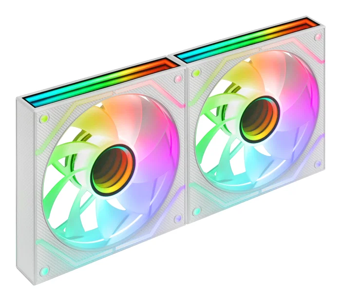 Mars Gaming Kit 2 Ventiladores PC ARGB MF-3DPROX2R Blanco, Reverse Blade, 120mm, PWM, FDB, 12 dB, 600-1600 RPM, Triple Infinity Mirror, Sincronización RGB