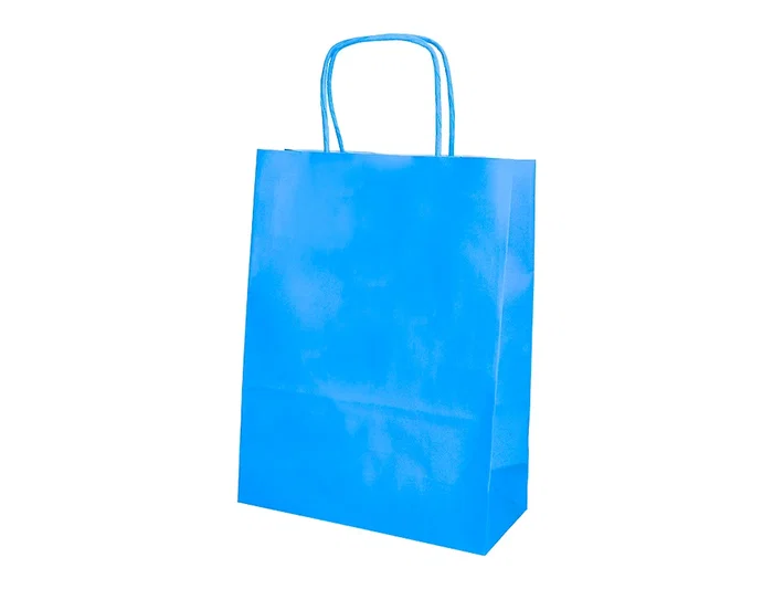 Q-connect Bolsa de Papel Celeste tamaño L con Asa Retorcida, 320x400x140 mm