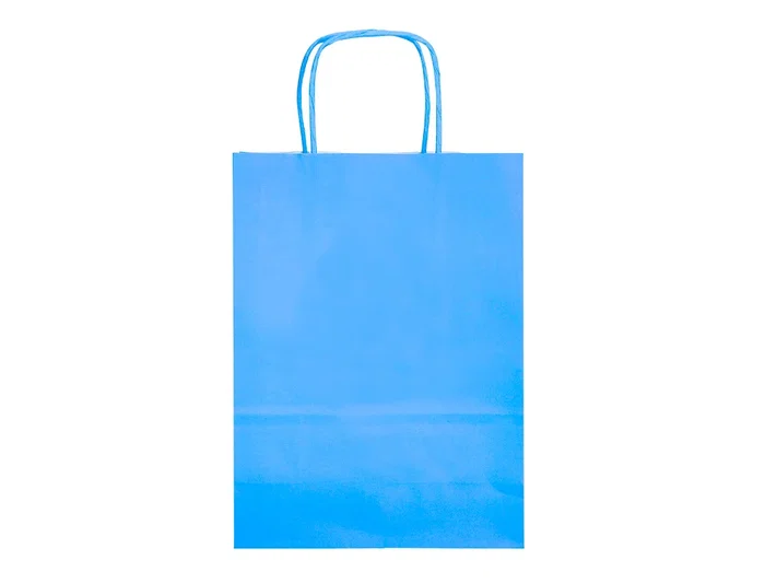 Q-connect Bolsa de Papel Celeste tamaño L con Asa Retorcida, 320x400x140 mm