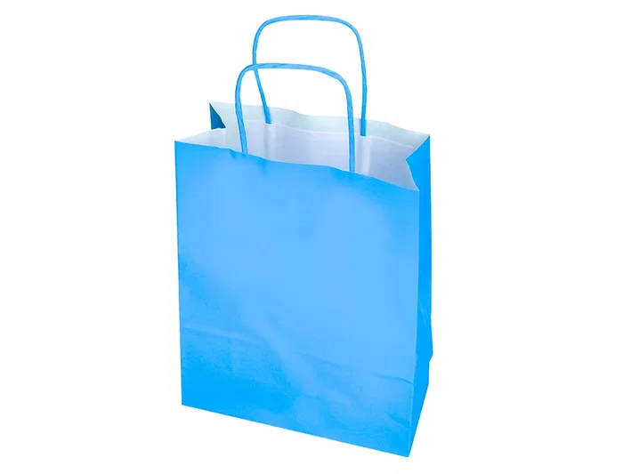 Q-connect Bolsa de Papel Celeste tamaño L con Asa Retorcida, 320x400x140 mm