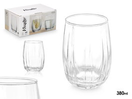 Vivalto Vaso Rayas Transparente 380 ml - 6.8 x 11 x 6.8 cm (Set de 24)
