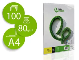 Liderpapel Papel Escritura A4 80g/m2 Paquete 100 Hojas