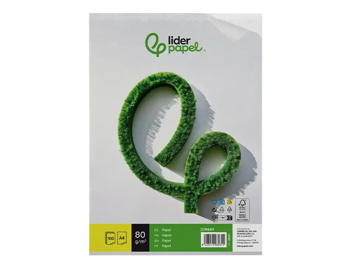 Liderpapel Papel Escritura A4 80g/m2 Paquete 100 Hojas