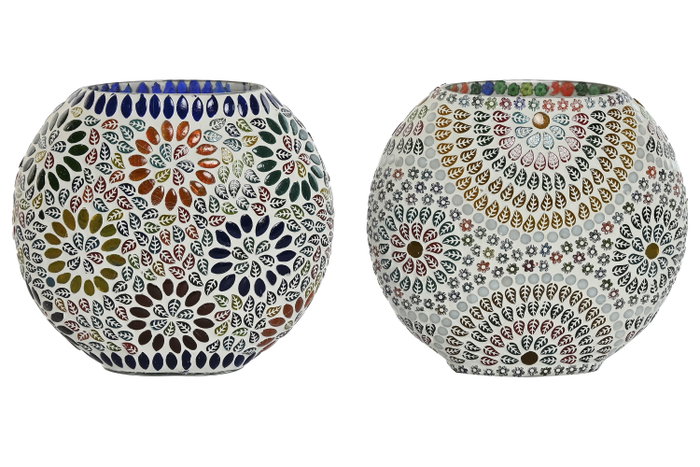 DKD Home Decor Lámpara de Sobremesa Cristal Mandal Multicolor