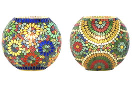 DKD Home Decor Lámpara de Sobremesa Cristal Mandal Multicolor