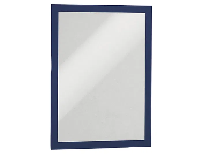 Durable Marco Porta Anuncios Magnético A4, Panel Frontal Magnético con Dorso Adhesivo Removible, para Puertas de Cristal y Superficies Lisas, Color Azul, Pack de 2 Unidades