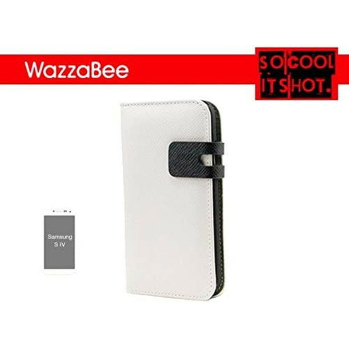 Wazzabee Funda de Polipiel para Samsung S IV, Blanco Wazzabee Funda de Polipiel para Samsung S IV, Blanco