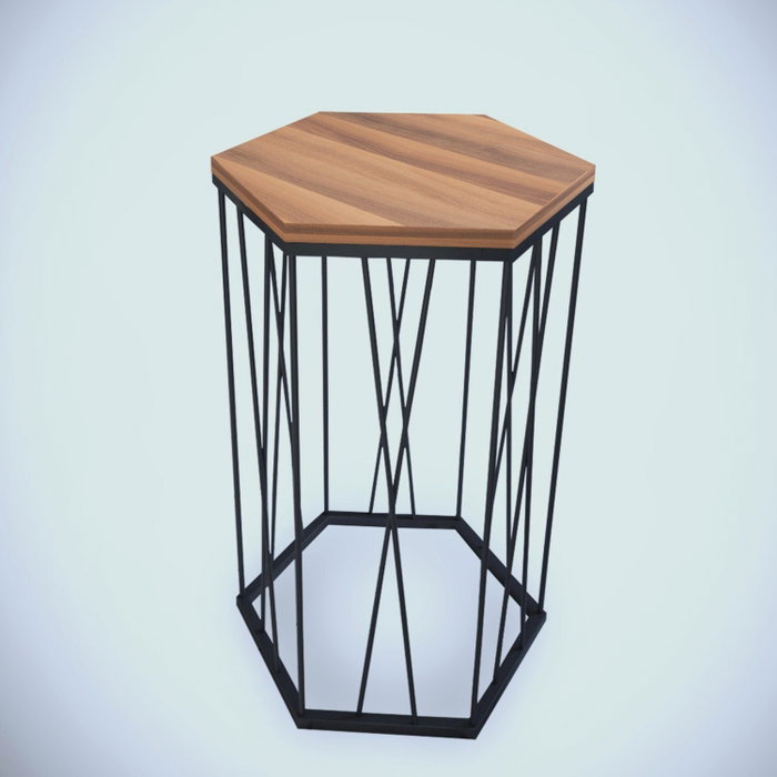 Hanah Home Mesa Auxiliar Nogal y Negro 40x62x35cm