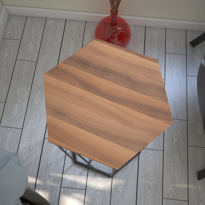 Hanah Home Mesa Auxiliar Nogal y Negro 40x62x35cm