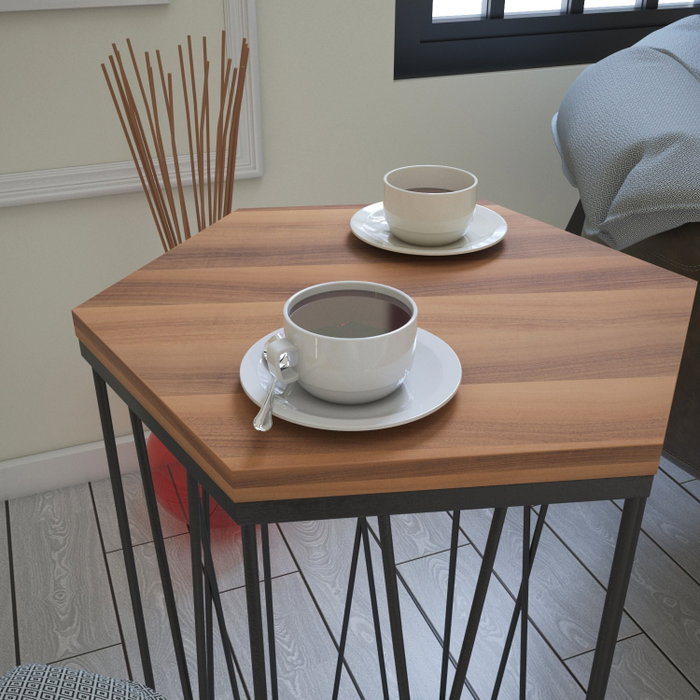 Hanah Home Mesa Auxiliar Nogal y Negro 40x62x35cm
