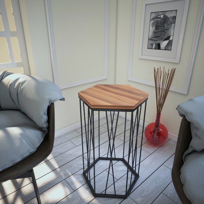 Hanah Home Mesa Auxiliar Nogal y Negro 40x62x35cm