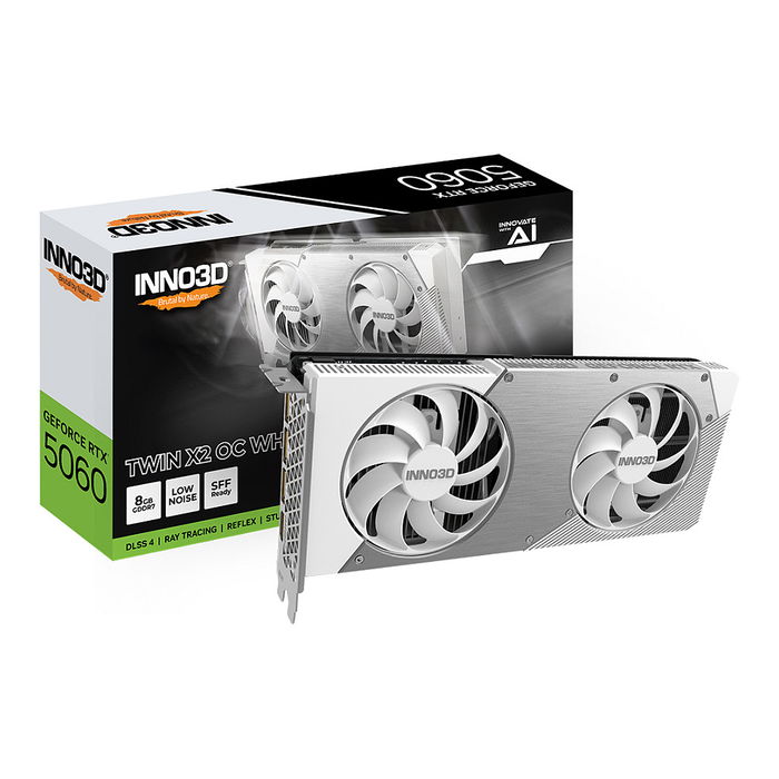 Inno3D RTX5060 Twin X2 OC White 8GB GDDR7 HDMI 3xDP Tarjeta Gráfica