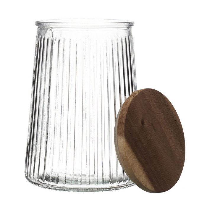 Home Deco Factory Bote Con Tapa Acacia 950 Ml Cocooning Vidrio
