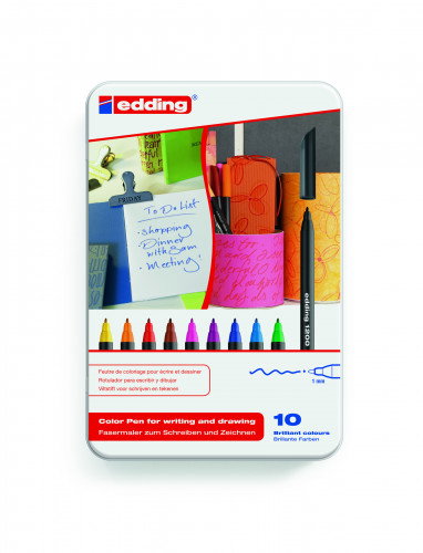 Edding Rotuladores 1200 Colores Surtidos Estuche Metálico 10 Unidades, Punta Fina 1 mm Edding Rotuladores 1200 Colores Surtidos Estuche Metálico 10 Unidades, Punta Fina 1 mm