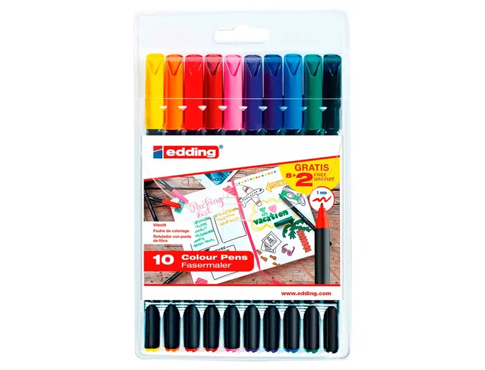 Edding Rotuladores 1200 Colores Surtidos Estuche Metálico 10 Unidades, Punta Fina 1 mm Edding Rotuladores 1200 Colores Surtidos Estuche Metálico 10 Unidades, Punta Fina 1 mm