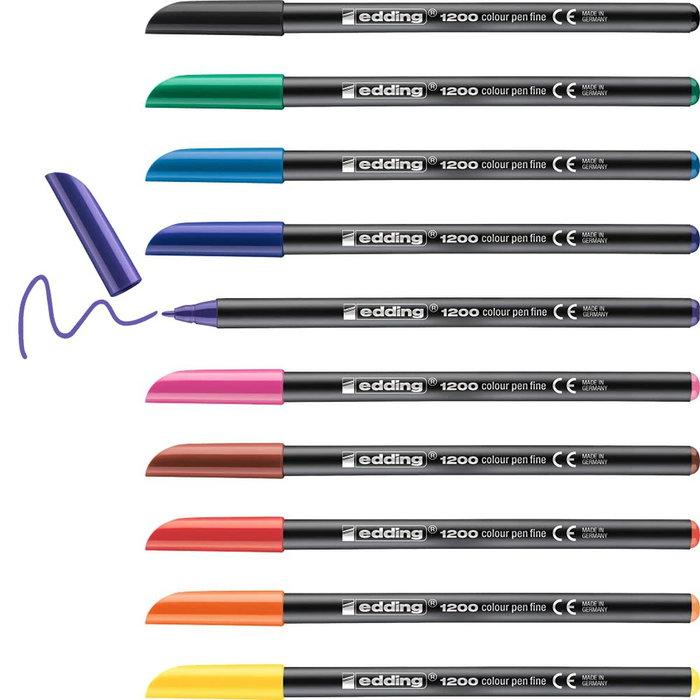 Edding Rotuladores 1200 Colores Surtidos Estuche Metálico 10 Unidades, Punta Fina 1 mm Edding Rotuladores 1200 Colores Surtidos Estuche Metálico 10 Unidades, Punta Fina 1 mm