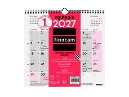 Finocam Calendario de Pared Mensual 2027 Euskera para Escribir
