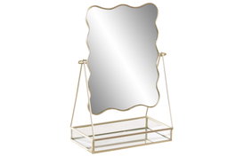 DKD Home Decor Espejo de Mesa Bandeja Dorado Colección LAZOS