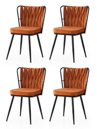 Hanah Home 224 V4 Conjunto de 4 Sillas Negro y Naranja - Estilo y Comodidad para su Hogar