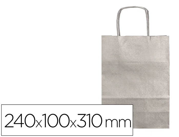 Q-connect Bolsa Kraft Plata con Asas Retorcidas 240x100x310 mm Q-connect Bolsa Kraft Plata con Asas Retorcidas 240x100x310 mm