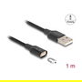 Delock 88167 Cable de Carga Magnético USB 2.0 Tipo-A Negro 1 m - Interfaz Magnética para Conector Fácil