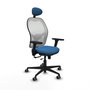 PIQUERAS Y CRESPO Silla de oficina Jorquera con mecanismo Sincro/Traslack, Azul claro y Blanco