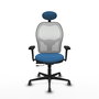 PIQUERAS Y CRESPO Silla de oficina Jorquera con mecanismo Sincro/Traslack, Azul claro y Blanco