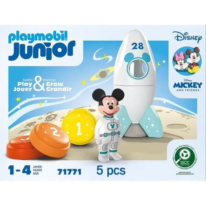 Playmobil 71771 Mickey Astronauta con Cohete Disney, 5 Piezas, Juguete para Niños y Niñas a Partir de 12 Meses