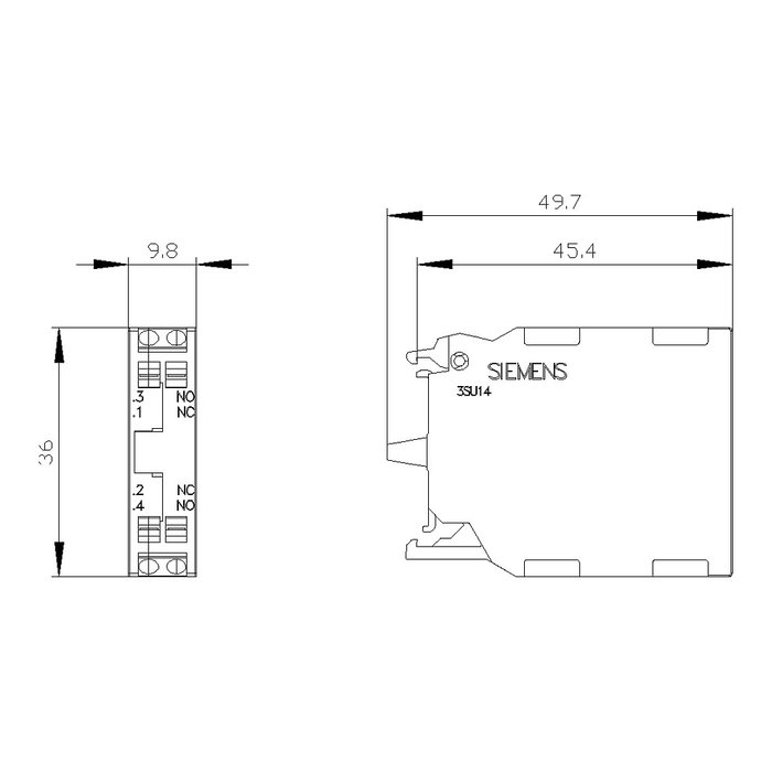 Siemens KONTAKTMODUL 1S+1OE, 16 g, 50 mm, 35 mm, 8 mm