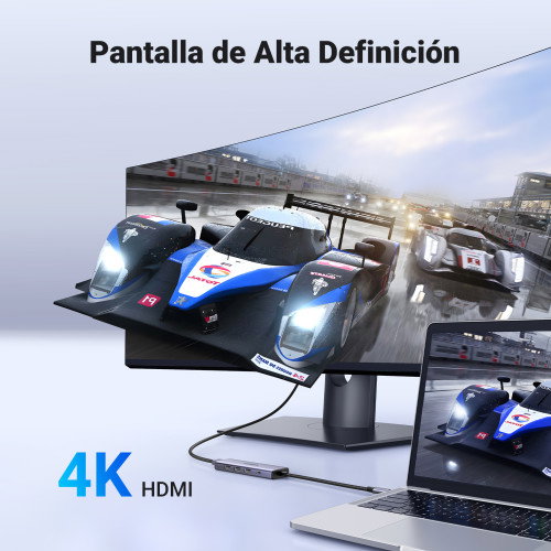 UGREEN 15596 Base para Portátil y Replicador de Puertos USB 3.2 Gen 1 Type-A + Type-C Aluminio