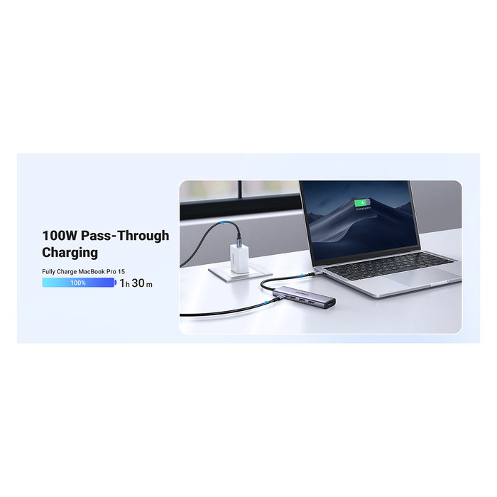 UGREEN 15596 Base para Portátil y Replicador de Puertos USB 3.2 Gen 1 Type-A + Type-C Aluminio