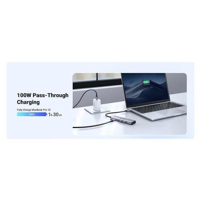 UGREEN 15596 Base para Portátil y Replicador de Puertos USB 3.2 Gen 1 Type-A + Type-C Aluminio