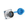 Alcasa IC01-24U302 Conector Industrial USB 3.0 A-A USB 3.2 Gen 1, IP65 IP67, Metal, para Transferencia de Datos hasta 5 Gbit/s, Color Azul y Plata