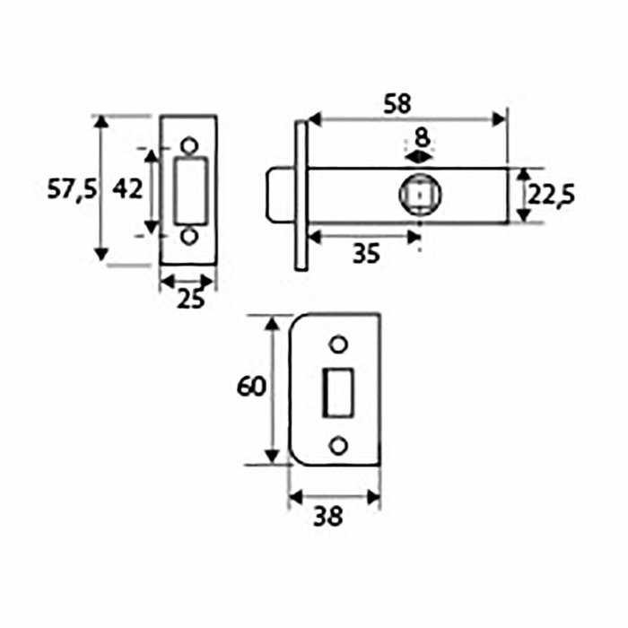Edm Picaporte tubular PCT03 de acero con acabado níquel satinado