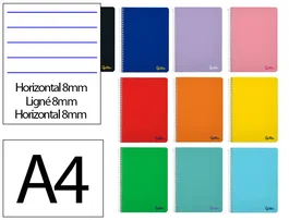 Liderpapel Cuaderno Espiral Smart A4 Tapa Blanda 80 Hojas 75g Colores Surtidos