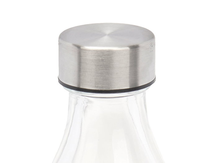 Vivalto Botella Tapón Acero Diseño Retro 1000ml Transparente/Plata 8x27x8cm (Set de 12) Vivalto Botella Tapón Acero Diseño Retro 1000ml Transparente/Plata 8x27x8cm (Set de 12)